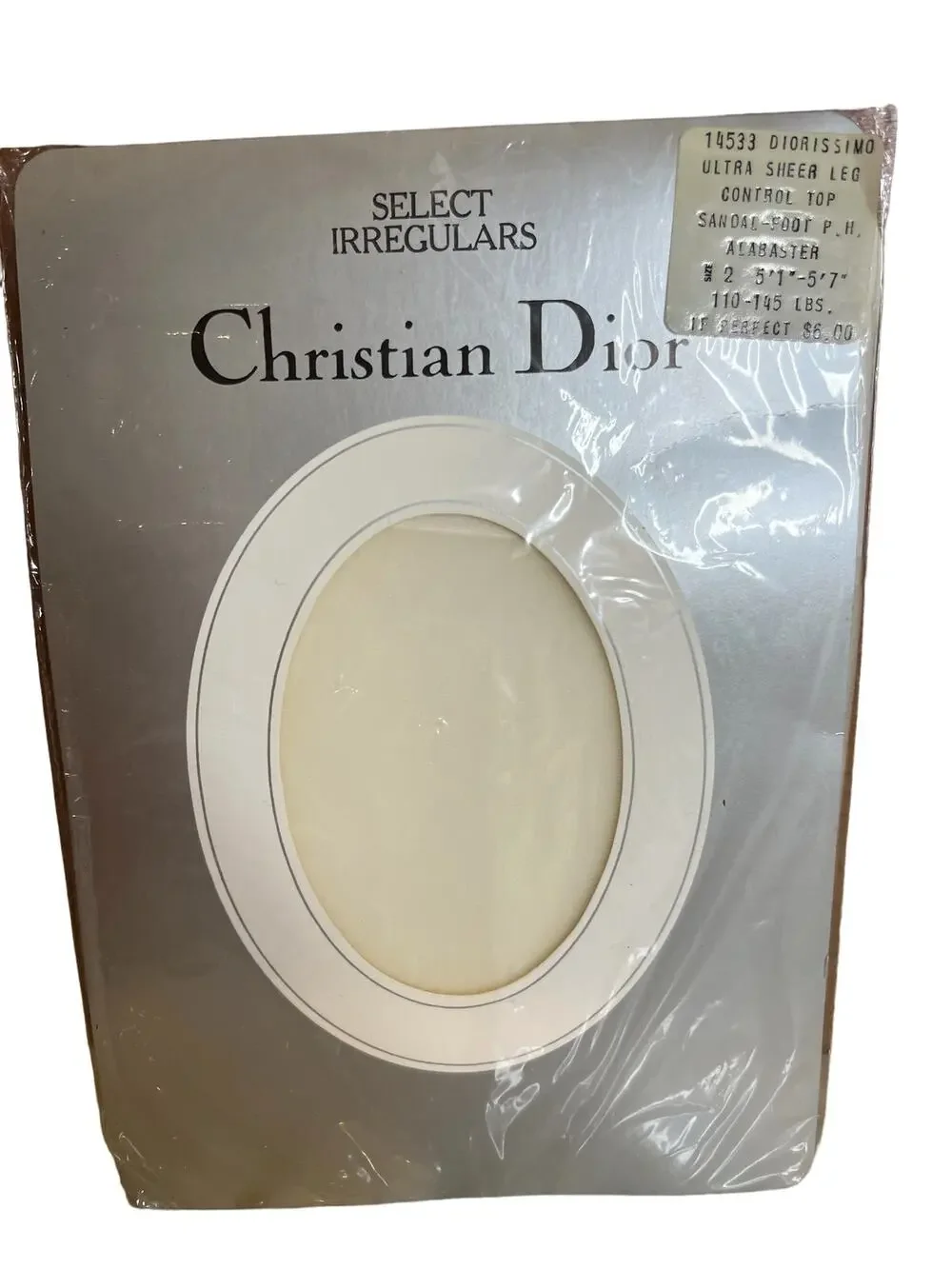 Vintage Christian Dior Ultra Sheer Sandal Foot Pantyhose Alabaster White